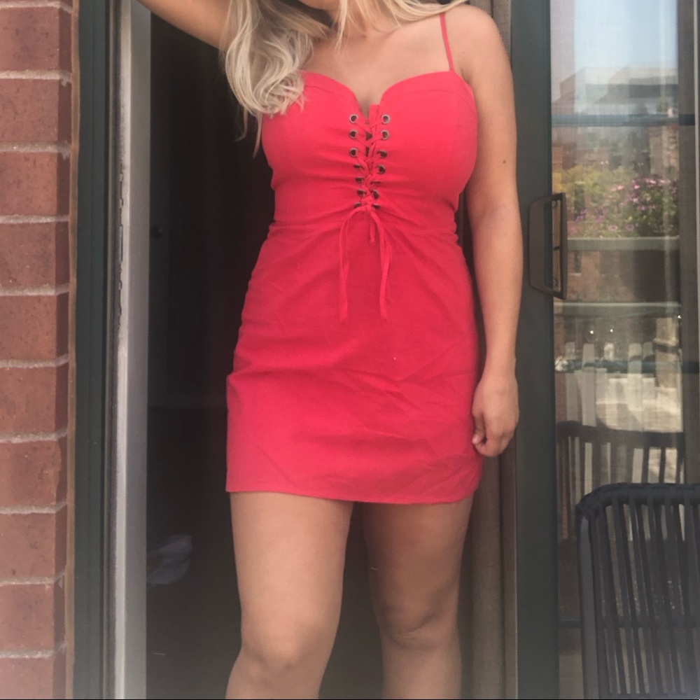 Adorable Red lace up dress